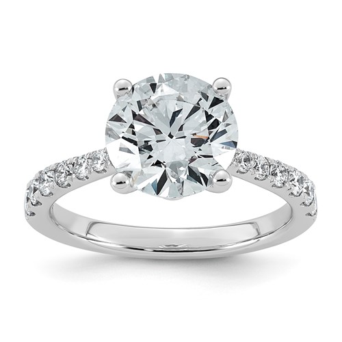 14K White Gold 3.38ct Cert Round Center Lab Grown Dia VS+ F+ Engagement Ring