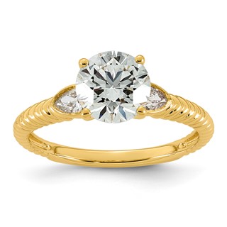 14ky 1 3/4ct Cert Round Center Lab Grown Dia VS+ F+ Engagement Ring