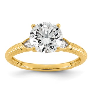 14ky 2 1/5ct Cert Round Center Lab Grown Dia VS+ F+ Engagement Ring