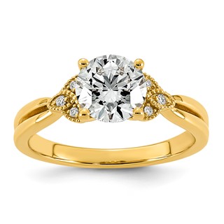 14ky 1 1/2ct Cert Round Center Lab Grown Dia VS+ F+ Engagement Ring