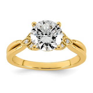 14ky 2ct Cert Round Center Lab Grown Dia VS+ F+ Comp Engagement Ring