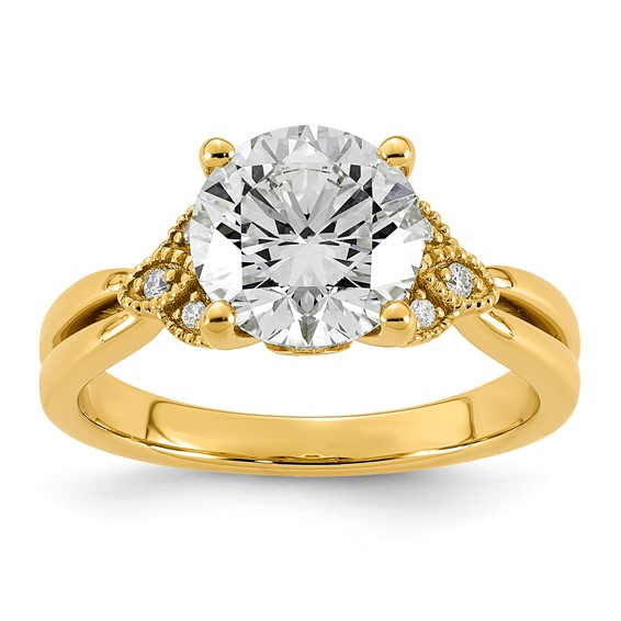 14ky 2 1/2ct Cert Round Center Lab Grown Dia VS+ F+ Comp Ring