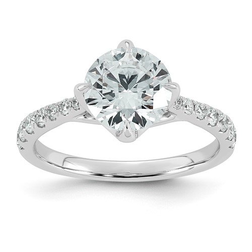 14K White Gold 2.33ct Cert Round Center Lab Grown Dia VS+ F+ Comp Ring