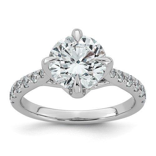 14K White Gold 2.88ct Cert Round Center Lab Grown Dia VS+ F+ Comp Ring