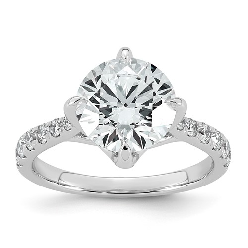 14K White Gold 3.38ct Cert Round Center Lab Grown Dia VS+ F+ Comp Ring