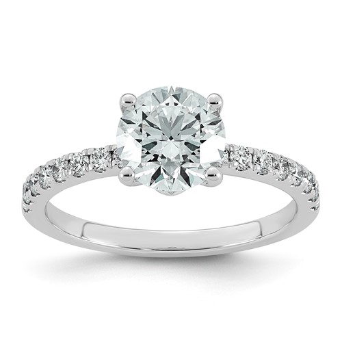 14K White Gold 1.75ct Cert Round Center Lab Grown Dia VS+ F+ Comp Ring