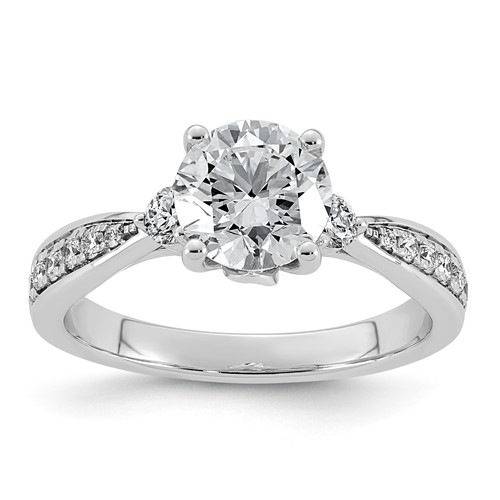 14K White Gold 1.75ct Cert Round Center Lab Grown Dia VS+ F+ Comp Ring