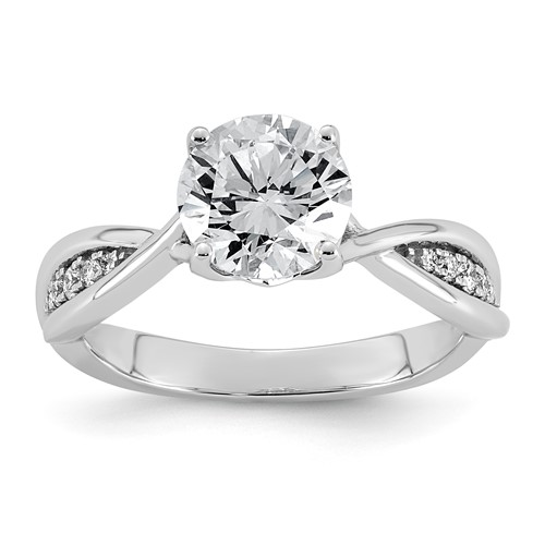 14K White Gold 1.62ct Cert Round Center Lab Grown Dia VS+ F+ Comp Ring
