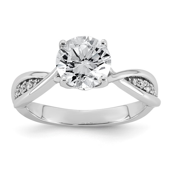 14kw 1 5/8ct Cert Round Center Lab Grown Dia VS+ F+ Comp Ring