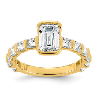 14ky 3ct Cert Emerald Center Lab Grown Dia VS+ F+ Comp Ring