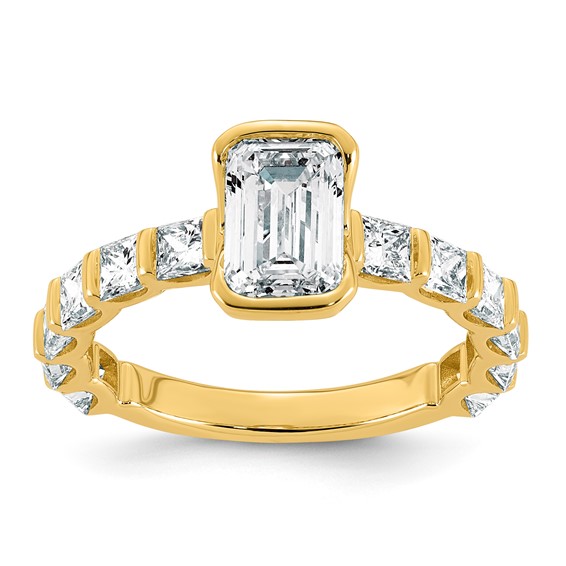 14ky 3ct Cert Emerald Center Lab Grown Dia VS+ F+ Comp Ring