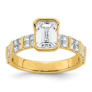 14ky 2 1/2ct Cert Emerald Center Lab Grown Dia VS+ F+ Comp Ring