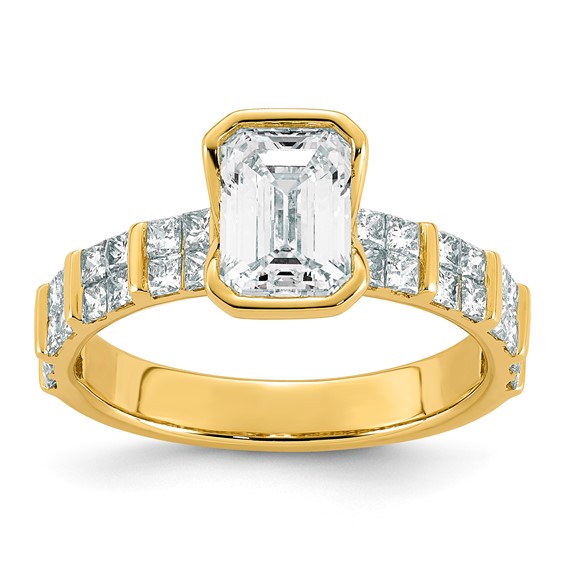 14ky 2 1/2ct Cert Emerald Center Lab Grown Dia VS+ F+ Comp Ring