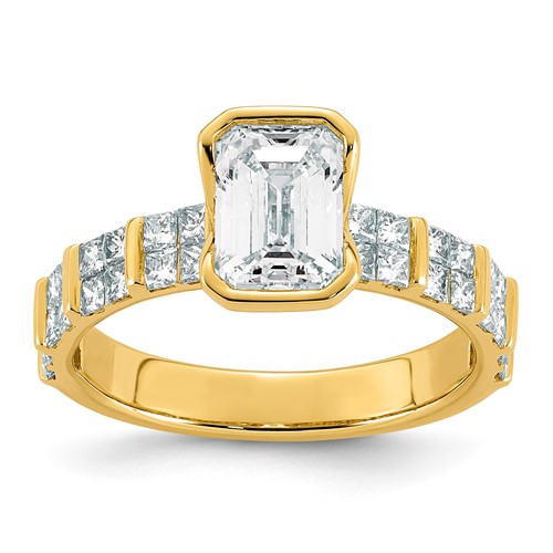 14K Yellow Gold 2.50ct Cert Emerald Center Lab Grown Dia VS+ F+ Comp Ring