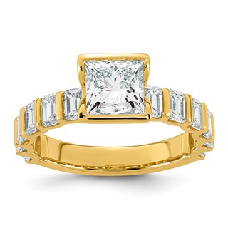 14ky 3ct Cert Princess Center Lab Grown Dia VS+ F+ Comp Ring