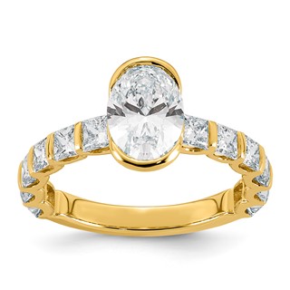 14ky 3ct Cert Oval Center Lab Grown Dia VS+ F+ Comp Ring