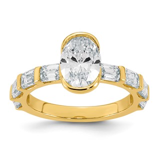 14ky 3 1/8ct Cert Oval Center Lab Grown Dia VS+ F+ Comp Ring