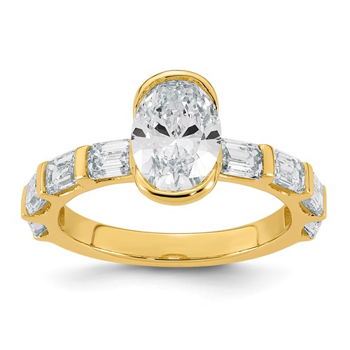 14K Yellow Gold 3.12ct Cert Oval Center Lab Grown Dia VS+ F+ Comp Ring