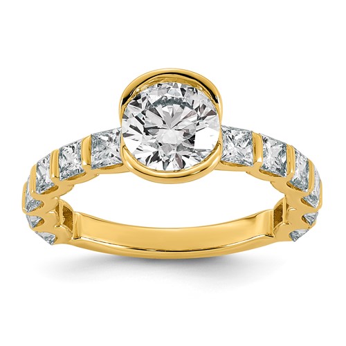 14K Yellow Gold 3ct Cert Round Center Lab Grown Dia VS+ F+ Comp Ring