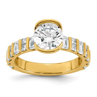 14ky 3ct Cert Round Center Lab Grown Dia VS+ F+ Comp Ring