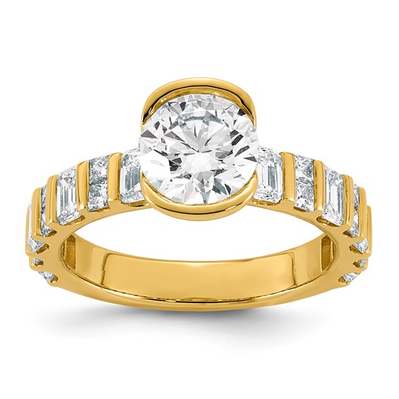 14ky 3ct Cert Round Center Lab Grown Dia VS+ F+ Comp Ring