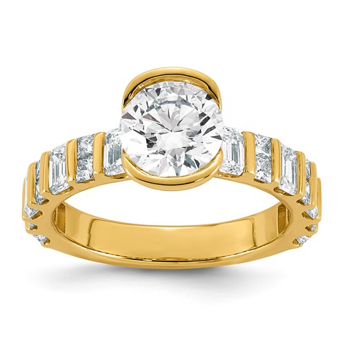 14K Yellow Gold 3ct Cert Round Center Lab Grown Dia VS+ F+ Comp Ring