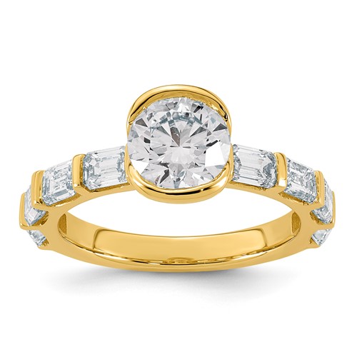 14K Yellow Gold 3.12ct Cert Round Center Lab Grown Dia VS+ F+ Comp Ring