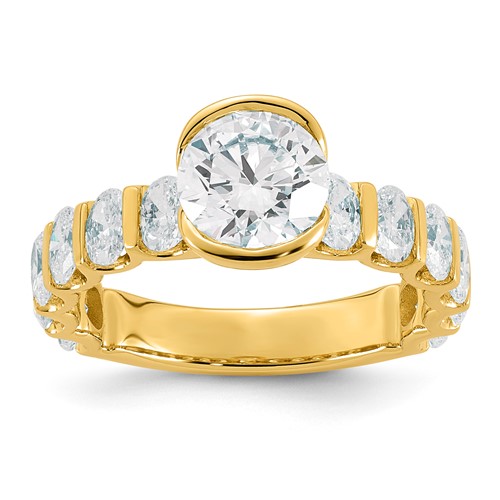 14K Yellow Gold 3ct Cert Round Center Lab Grown Dia VS+ F+ Comp Ring