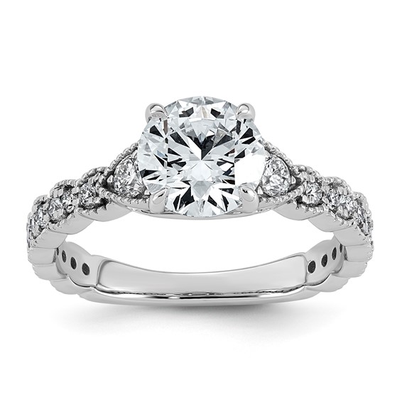 14kw 1 7/8ct Cert Round Ctr Lab Grown Diamond VS+ F+ Comp Ring