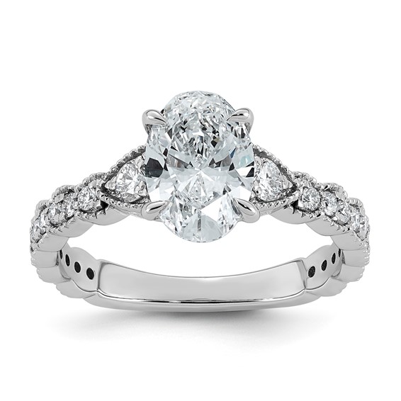 14kw 1 7/8ct Cert Oval Ctr Lab Grown Diamond VS+ F+ Comp Ring