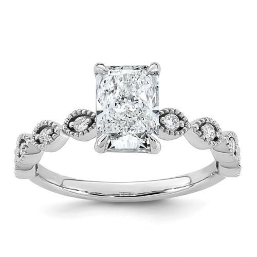 14K White Gold 1.62ct Cert Radiant Ctr Lab Grown Dia VS+ F+ Engagement Comp Ring