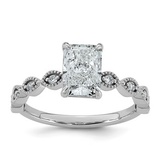 14kw 1 5/8ct Cert Radiant Ctr Lab Grown Dia VS+ F+ Engagement Comp Ring