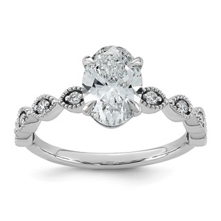 14kw 1 5/8ct Cert Oval Ctr Lab Grown Dia VS+ F+ Engagement Comp Ring
