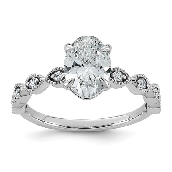 14kw 1 5/8ct Cert Oval Ctr Lab Grown Dia VS+ F+ Engagement Comp Ring