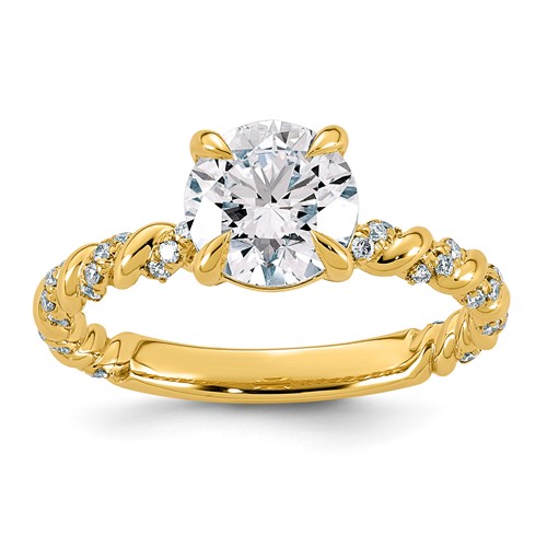 14K Yellow Gold 1.75ct Cert Round Ctr Lab Grown Dia VS+ F+ Complete Ring