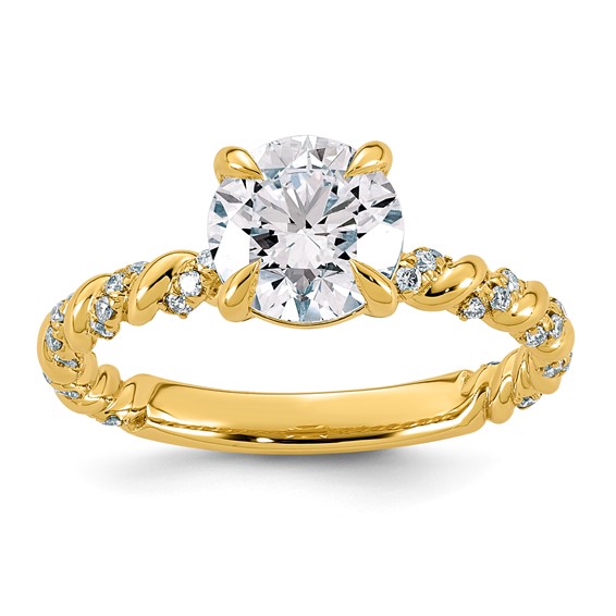 14ky 1 3/4ct Cert Round Ctr Lab Grown Dia VS+ F+ Complete Ring