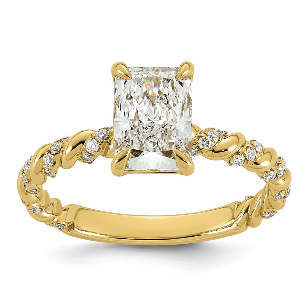 14K Yellow Gold 1.75ct Cert Radiant-cut Center Lab Grown Dia VS+ F+ Comp Ring