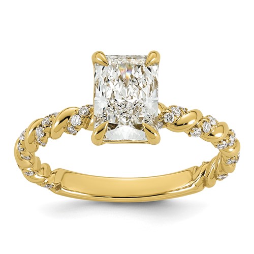 14K Yellow Gold 1.75ct Cert Radiant-cut Center Lab Grown Dia VS+ F+ Comp Ring