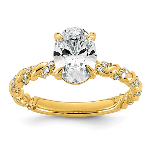 14K Yellow Gold 1.75ct Cert Oval Center Lab Grown Dia VS+ F+ Comp Ring