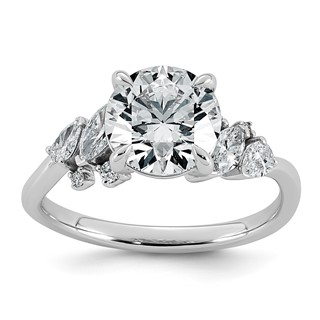 14kw 2 1/2ct Cert Round Center Lab Grown Dia VS+ F+ Comp Ring