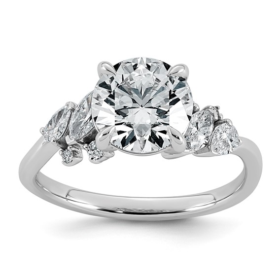 14kw 2 1/2ct Cert Round Center Lab Grown Dia VS+ F+ Comp Ring