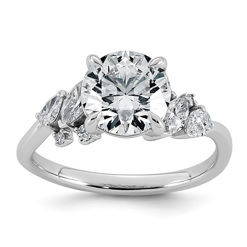 14K White Gold 2.38 Carat Certified Lab Grown Diamond VS+ F+ Complete Round Center Fancy Engagement Ring