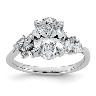 14kw 2 1/2ct Cert Oval Center Lab Grown Dia VS+ F+ Comp Ring