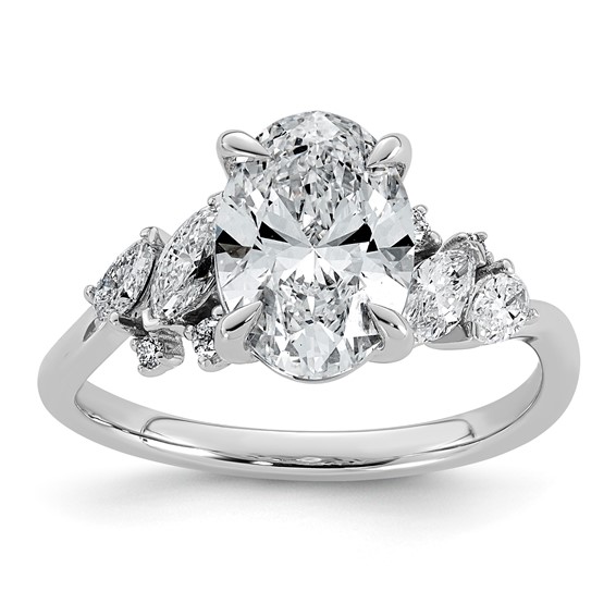 14kw 2 1/2ct Cert Oval Center Lab Grown Dia VS+ F+ Comp Ring