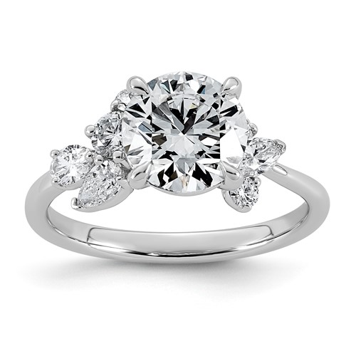 14K White Gold 2.50 Carat Certified Lab Grown Diamond VS+ F+ Complete Round Center Fancy Engagement Ring