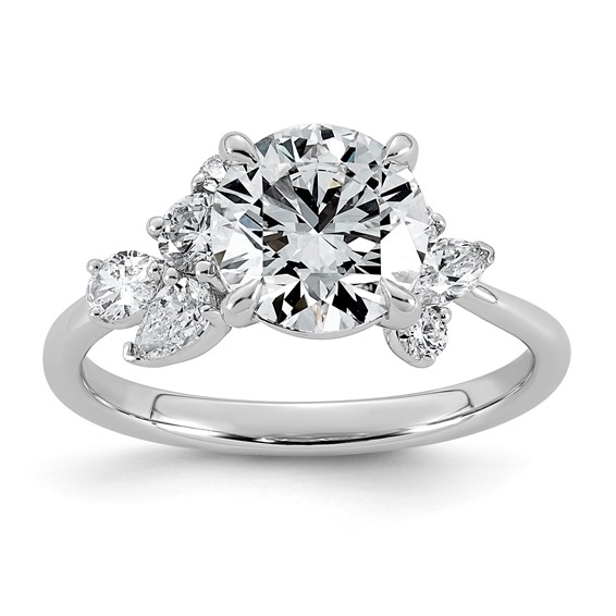 14kw 2 1/2ct Cert Round Center Lab Grown Dia VS+ F+ Comp Ring