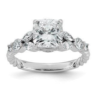 14kw 2 1/2ct Cert Cushion Center Lab Grown Dia VS+ F+ Comp Ring