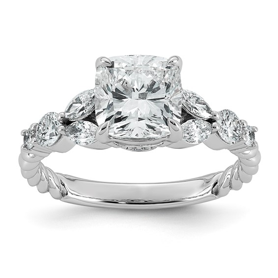 14kw 2 1/2ct Cert Cushion Center Lab Grown Dia VS+ F+ Comp Ring