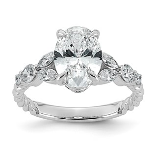 14kw 2 1/2ct Cert Oval Center Lab Grown Dia VS+ F+ Comp Ring