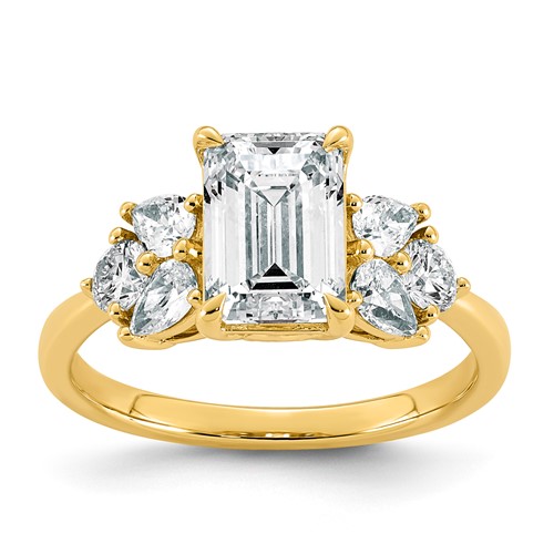 14K Yellow Gold 2.62ct Cert Emerald-cut Center Lab Grown Dia VS+ F+ Comp Ring